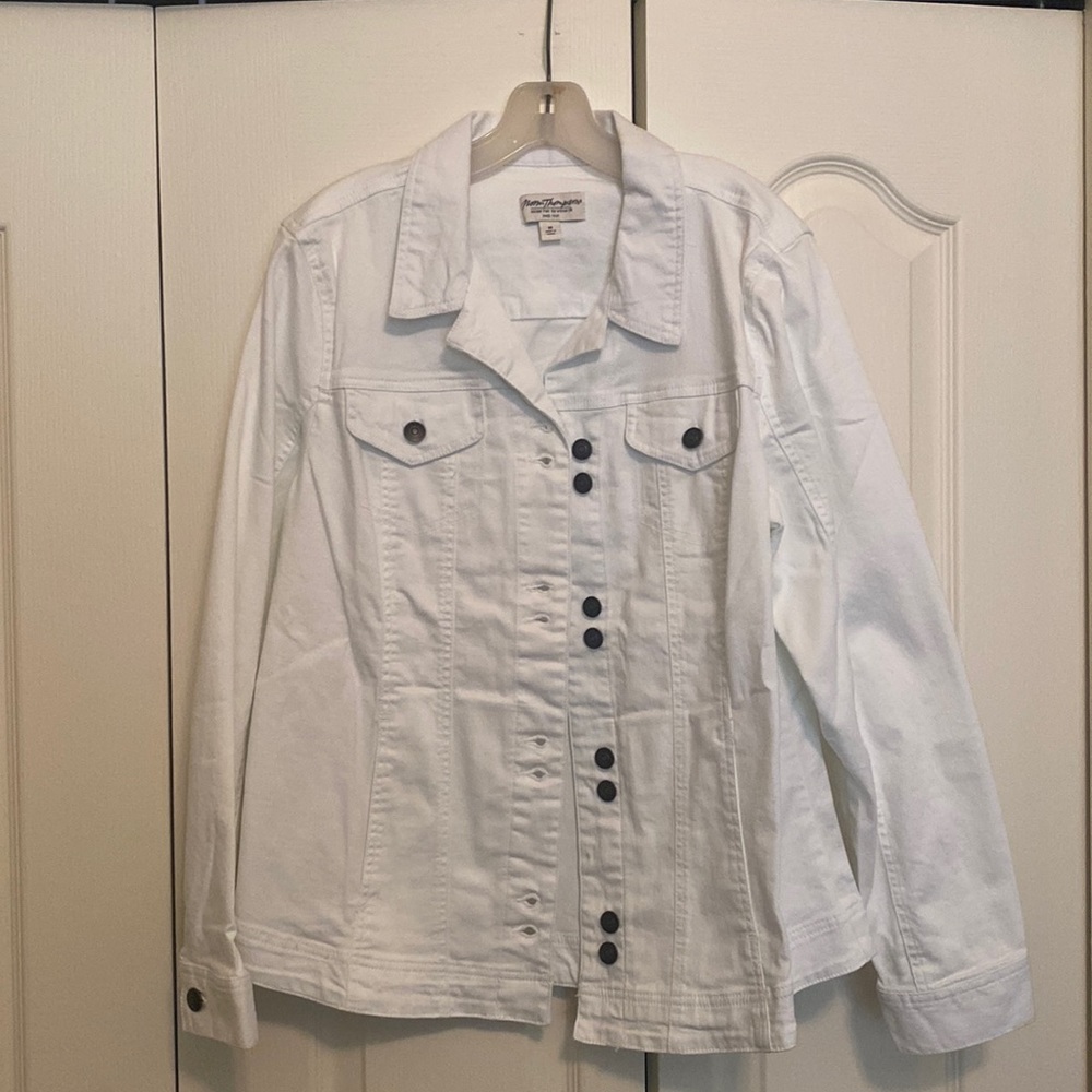 Norm Thompson white denim jacket